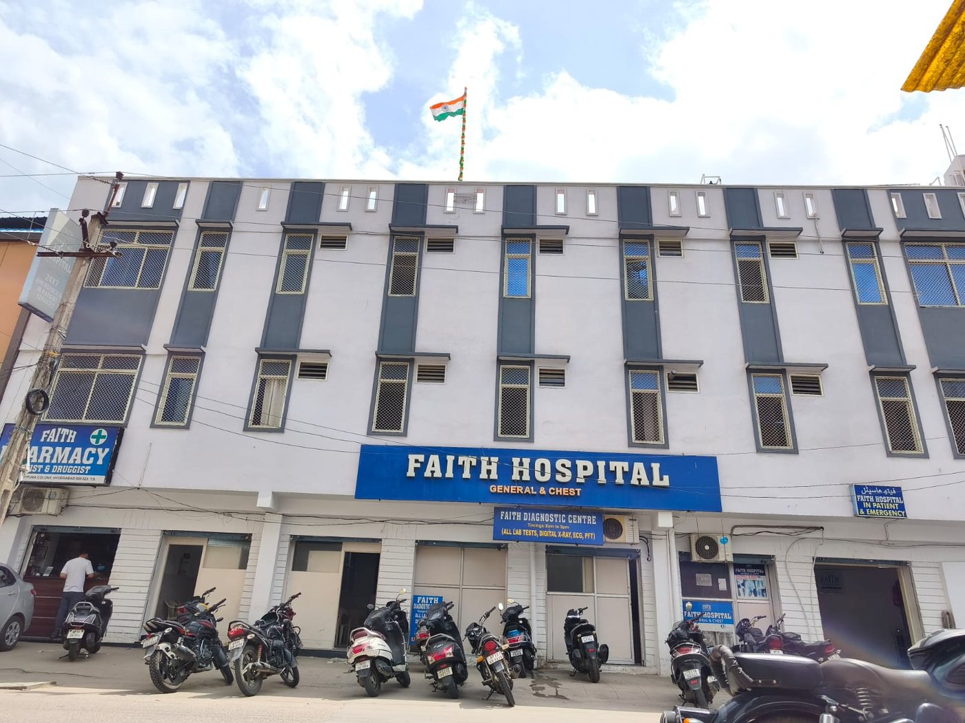 Faith Hospital General and Chest building exterior, Yakutpura, Hyderabad